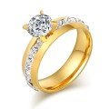 Retail Price: R 2 999 Titanium (NEVER FADE) Ring With Simulated Diamonds Size 8 US (GOLD ONLY)