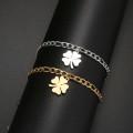 TITANIUM (NEVER FADE) `Clover` Bracelet 18 cm (SILVER ONLY)