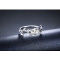 * 1.25 CT SOLID 925 STERLING SILVER LEAF RING*