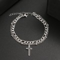 TITANIUM (NEVER FADE) `Cross` Charm Bracelet (SILVER ONLY)
