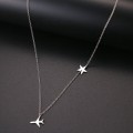 TITANIUM (NEVER FADE) `Plane & Star` Necklace 60 cm (SILVER ONLY)