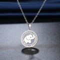 TITANIUM (NEVER FADE) "ELEPHANT" Necklace with Simulated Diamonds 45 cm (SILVER ONLY)