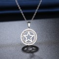 TITANIUM (NEVER FADE) STAR PENDANT Necklace with Simulated Diamonds 45 cm  (SILVER ONLY)
