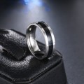 TITANIUM (NEVER FADE) Black And Silver Men's Ring 6mm