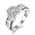 * 1.5 CT SOLID 925 STERLING SILVER MODERN HALO RING*