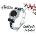 *1.25 CT SOLID 925 STERLING SILVER BLACK SPINEL HALO RING*