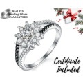 *0.75CT SOLID 925 STERLING SILVER FLOWER RING*