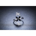 *0.75ct SOLID 925 STERLING SILVER MODERN FLOWER RING *