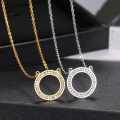 TITANIUM (NEVER FADE) "CIRCLE"  Necklace with Simulated Diamonds 45 cm (GOLD ONLY)