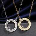 TITANIUM (NEVER FADE) "CIRCLE"  Necklace with Simulated Diamonds 45 cm (GOLD ONLY)