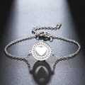 TITANIUM (NEVER FADE) Heart Bracelet with Simulated Diamonds 19 cm (SILVER ONLY)