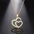 TITANIUM (NEVER FADE) Double Heart Necklace 45 cm (SILVER ONLY)