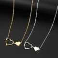 TITANIUM (NEVER FADE) Double Hearts Necklace 45 cm (SILVER ONLY)