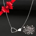 TITANIUM (NEVER FADE) Double Hearts Necklace 45 cm (SILVER ONLY)