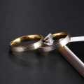 TITANIUM (NEVER FADE) Gold & Silver Set Rings with Simulated Diamond SIZE 10 US