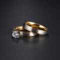TITANIUM (NEVER FADE) GOLD and SILVER Ring with Simulated Diamond Set SIZE 10 US