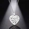 TITANUIM (NEVER FADE) PATTERN HEART Necklace 45cm (Silver Only)