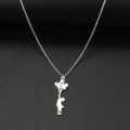 TITANIUM (NEVER FADE) GIRL WITH BALLOONS Necklace 45cm (SILVER ONLY)