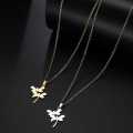 TITANIUM (NEVER FADE) DOUBLE DRAGONFLY Necklace 45cm (SILVER ONLY)