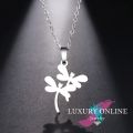 TITANIUM (NEVER FADE) DOUBLE DRAGONFLY Necklace 45cm (SILVER ONLY)