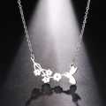 TITANIUM (NEVER FADE) BIRD AND FLOWERS Necklace 45cm (SILVER ONLY)