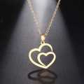 Retail Price R1299 TITANIUM (NEVER FADE) GOLD DOUBLE HEART Necklace 45cm