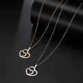 TITANIUM (NEVER FADE) DOUBLE HEART Necklace 45cm (SILVER ONLY)