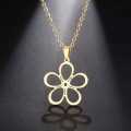 *CLEARANCE SALE* TITANIUM (NEVER FADE) "FLOWER" Necklace 45cm (SILVER ONLY)
