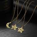 TITANIUM (NEVER FADE) PATTERN STAR Necklace 45cm (SILVER ONLY)