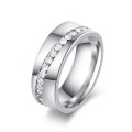 TITANIUM (NEVER FADE) SOLID ring with Simulated Diamonds SIZE 9 US (SILVER ONLY)