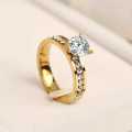 TITANIUM (NEVER FADE) SIMULATED DIAMONDS Ring SIZE 7 US (GOLD ONLY)