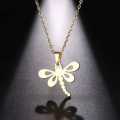 TITANIUM (NEVER FADE) DRAGONFLY PENDANT Necklace 45cm (SILVER ONLY)