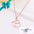 TITANIUM (NEVER FADE) DOUBLE HEART Necklace 45cm (ROSEGOLD ONLY)