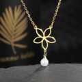Retail Price R1099 TITANIUM ( NEVER FADE) "FLOWER WITH PEARL"  Necklace 45 cm (SILVER ONLY)