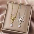 Retail Price R1099 TITANIUM ( NEVER FADE) "FLOWER WITH PEARL"  Necklace 45 cm (SILVER ONLY)