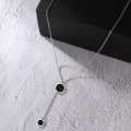 Retail Price R1099 TITANIUM (NEVER FADE) TWO BLACK STONES Necklace 45cm (SILVER ONLY)