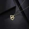 Retail Price R1199 TITANIUM (NEVER FADE) DOUBLE HOLLOW HEARTS Necklace 45cm (GOLD ONLY)