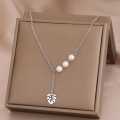 Retail Price R1199 TITANIUM (NEVER FADE) LEAF AND PEARLS Necklace 45cm (SILVER ONLY)