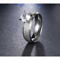 Retail Price R1349 TITANIUM (NEVER FADE) SOLID FROSTED SILVER Ring with Simulated Diamond SIZE 9 US