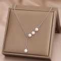 Retail Price R1299 TITANIUM (NEVER FADE) FOUR PEARLS Necklace 45cm (SILVER ONLY)