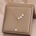 Retail Price R1299 TITANIUM (NEVER FADE) FOUR PEARLS Necklace 45cm (SILVER ONLY)