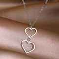 Retail Price R1399 TITANIUM (NEVER FADE) DOUBLE HOLLOW HEARTS Necklace 45cm (SILVER ONLY)
