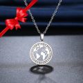 Retail Price R1399 SILVER WORLD MAP Necklace with Simulated Stones 45cm TITANIUM (NEVER FADE)