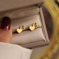 Retail Price R699 GOLD HOLLOW & SOLID HEART Earrings TITANIUM (NEVER FADE)