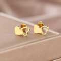Retail Price R699 GOLD HOLLOW & SOLID HEART Earrings TITANIUM (NEVER FADE)