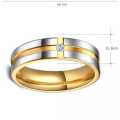 Retail Price R1399 GOLD AND SILVER RING with Simulated Diamond SIZE 11 US TITANIUM (NEVER FADE)
