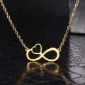 Retail Price R1399 TITANIUM (NEVER FADE) GOLD INFINITY HEART Necklace 45cm