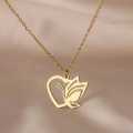 Retail Price R1199 TITANIUM (NEVER FADE) SILVER BUTTERFLY HEART Necklace 45cm