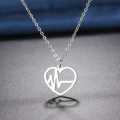 Retail Price R1199 TITANIUM (NEVER FADE) SILVER HEARTBEAT HEART Necklace 45cm
