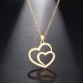 Retail Price R1099 TITANIUM (NEVER FADE) SILVER DOUBLE HEART Necklace 45cm